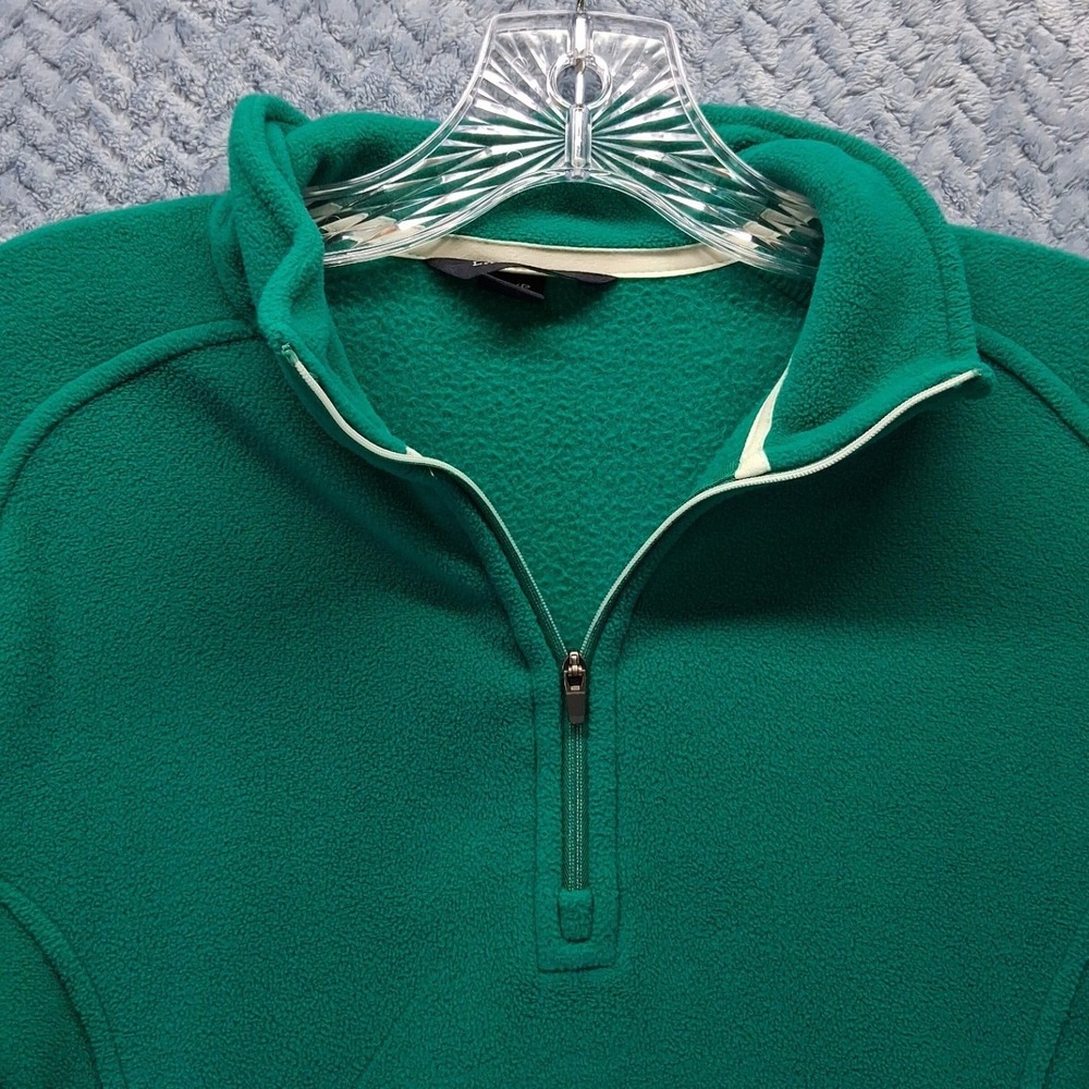 Lands End Emerald Green Fleece Quarter Zip Pullover Sweater Womens M 10-12